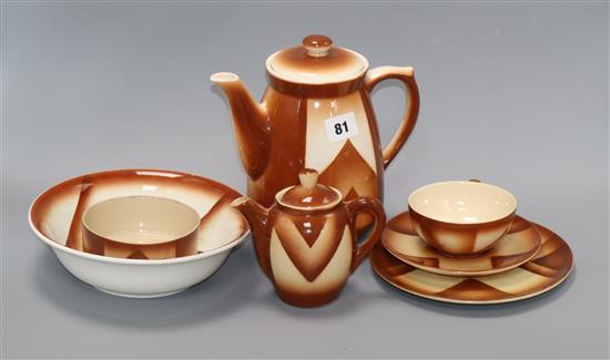 An Art Deco German Bunzlau pottery coffee set